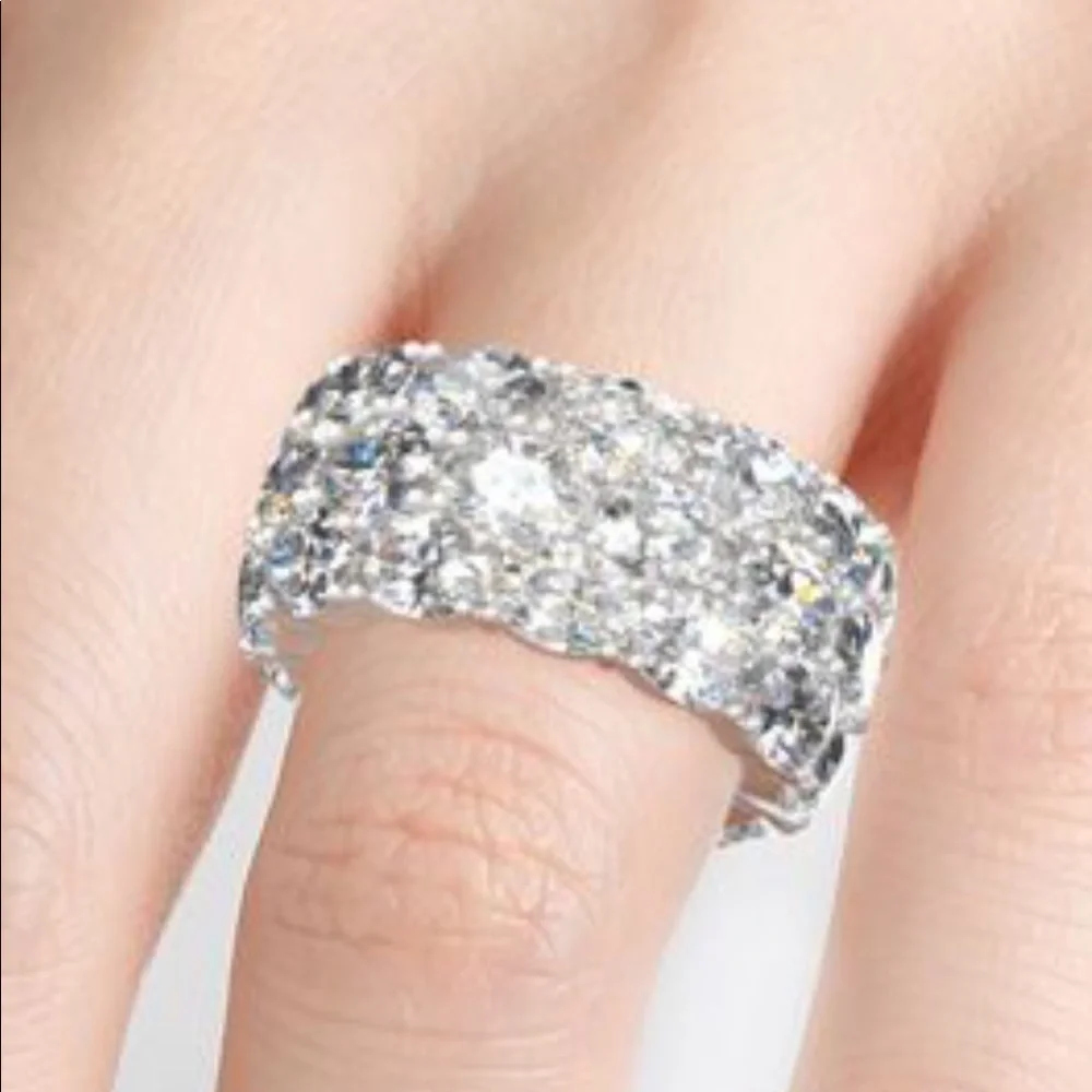 OVAL CUT ETERNITY STERLING SILVER WOMEN'S BAND 10